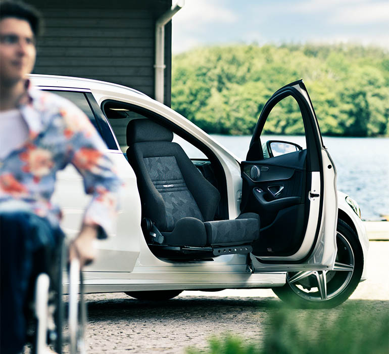 The Turny Low Vehicle is a swivel seat that will allow the user to get seated outside the vehicle, before being comfortably moved to a safe position inside. Having the car seat outside of the vehicle can be very helpful when getting seated or making the transfer from a wheelchair.

The Turny Low Vehicle is the most advanced swivel seat on the market today. Its many unique features makes it possible to adapt car models previously thought impossible to adapt with a swivel seat.