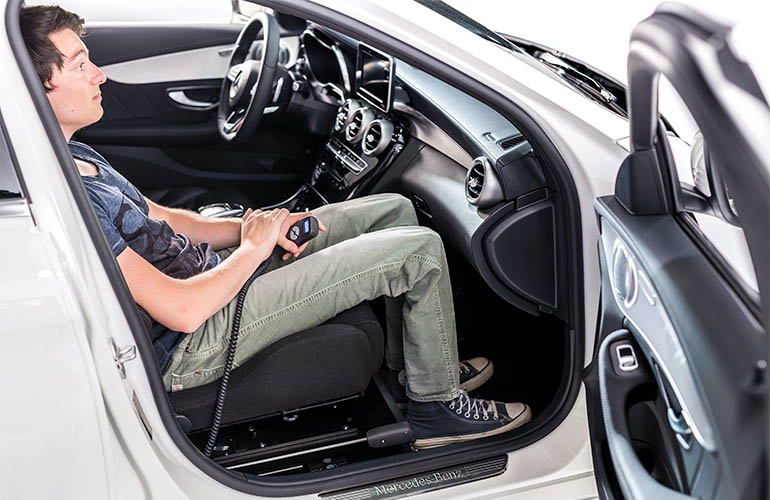 The Turny Low Vehicle is a swivel seat that will allow the user to get seated outside the vehicle, before being comfortably moved to a safe position inside. Having the car seat outside of the vehicle can be very helpful when getting seated or making the transfer from a wheelchair.

The Turny Low Vehicle is the most advanced swivel seat on the market today. Its many unique features makes it possible to adapt car models previously thought impossible to adapt with a swivel seat.